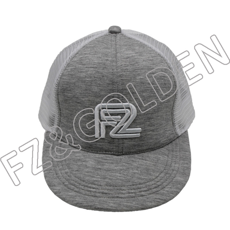 Discount Sport Cap Factory – 
 Flat Visor 6 Panel Air Cotton+Mesh Snapback Trucker Cap  – FUZHI