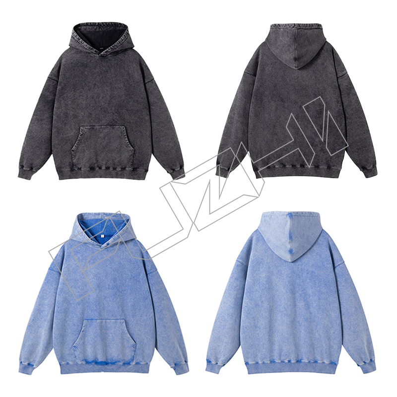 FZWD-6305 Customize fashion brand  high quality unisex color washed  hoodie washed vintage to mak...
