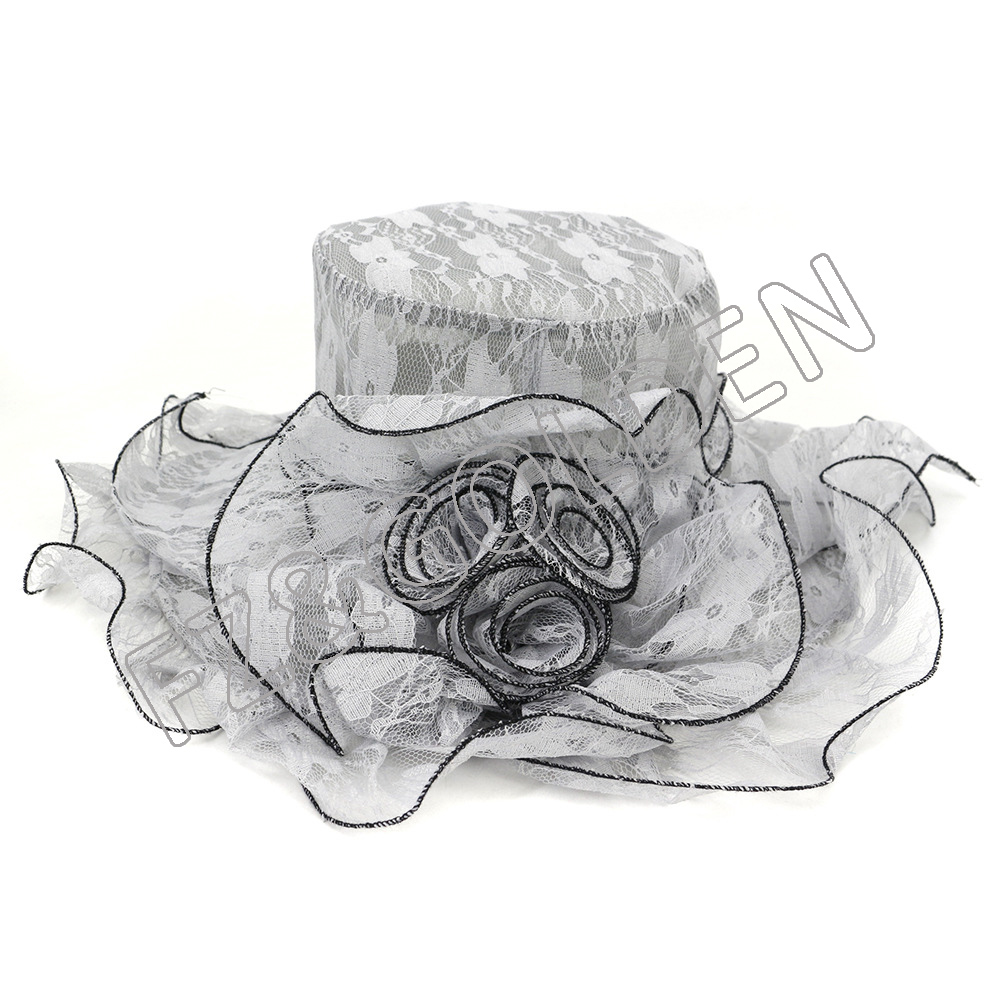 Wholesale Golf Hat Manufacturer - 
 Women's Tea Party Sun Church Kentucky Derby Wide Brim Mesh Flowers ladies fashion hats  - FUZHI