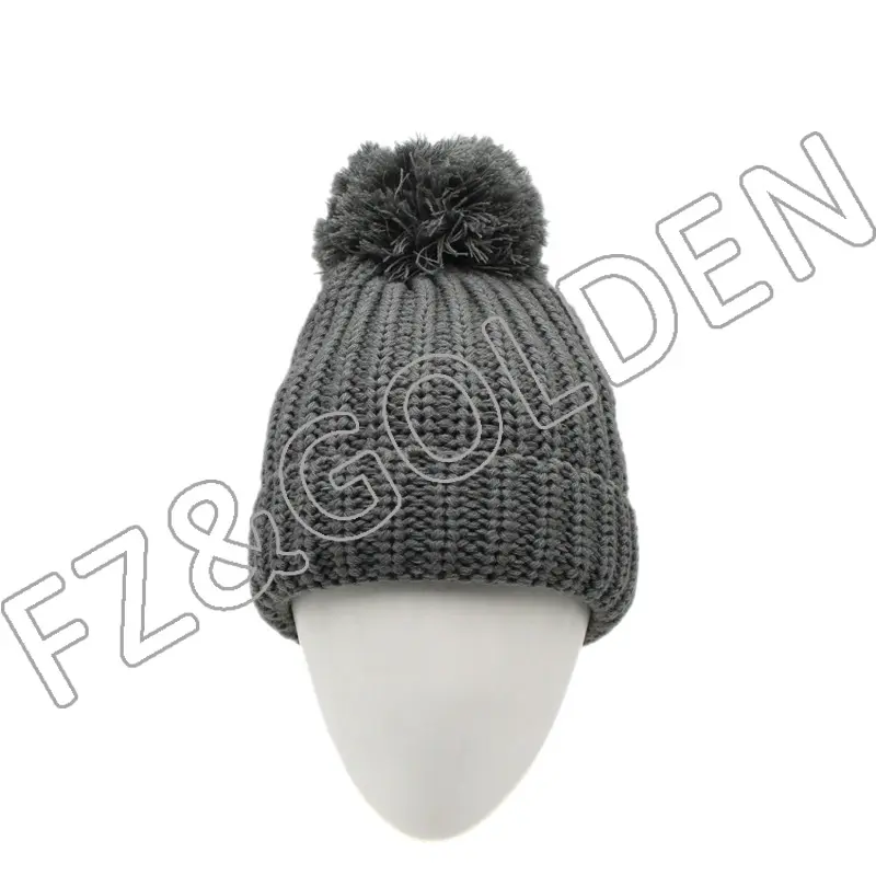 Best-Selling Beanie Hat Manufacturer – 
 Polyester Knitted Hat With Ball  – FUZHI