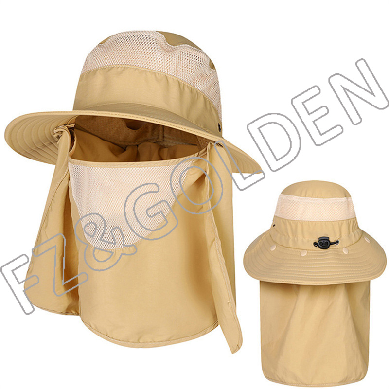 Wide Brim Breathable Mask Necklace Bucket Fishing Sun Hats 