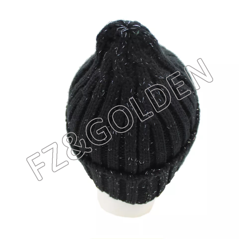 China Pom Beanie Manufacturers - 
 Visibility safe protection luxury knitted toque sports glow in dark reflective beanie hat for night  - FUZHI
