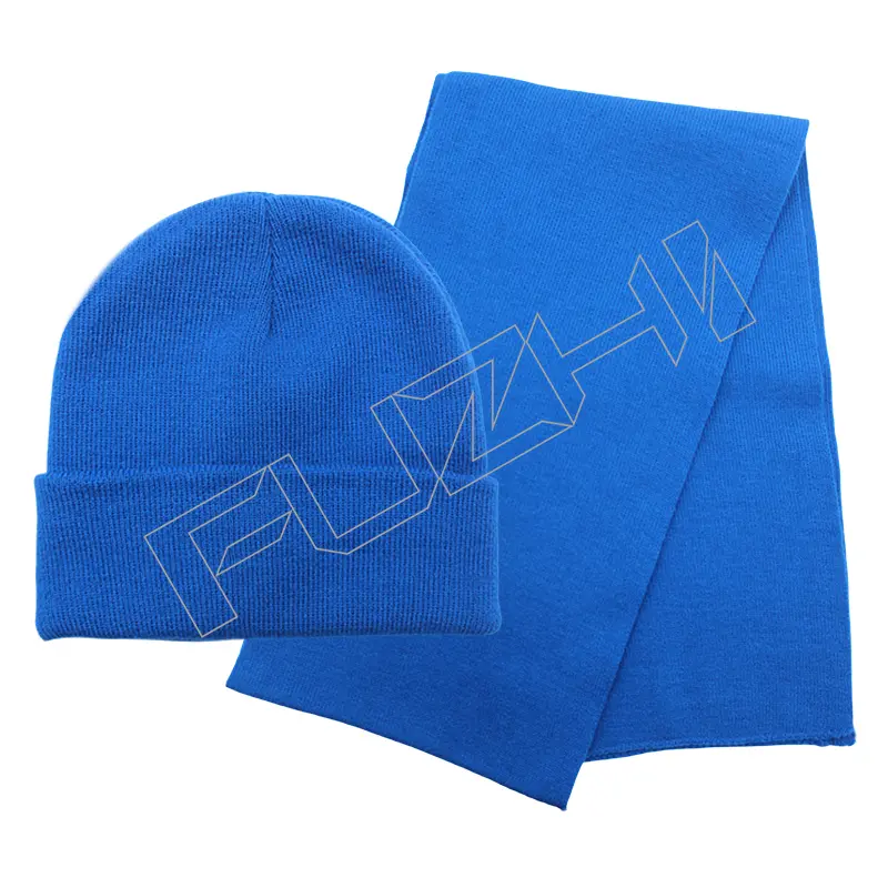 FZSC-3021 Customized men and women’s  winter warm knitted beanie scarf glove set outdoor weatherproof acrylic knitted beanie scarf  glove