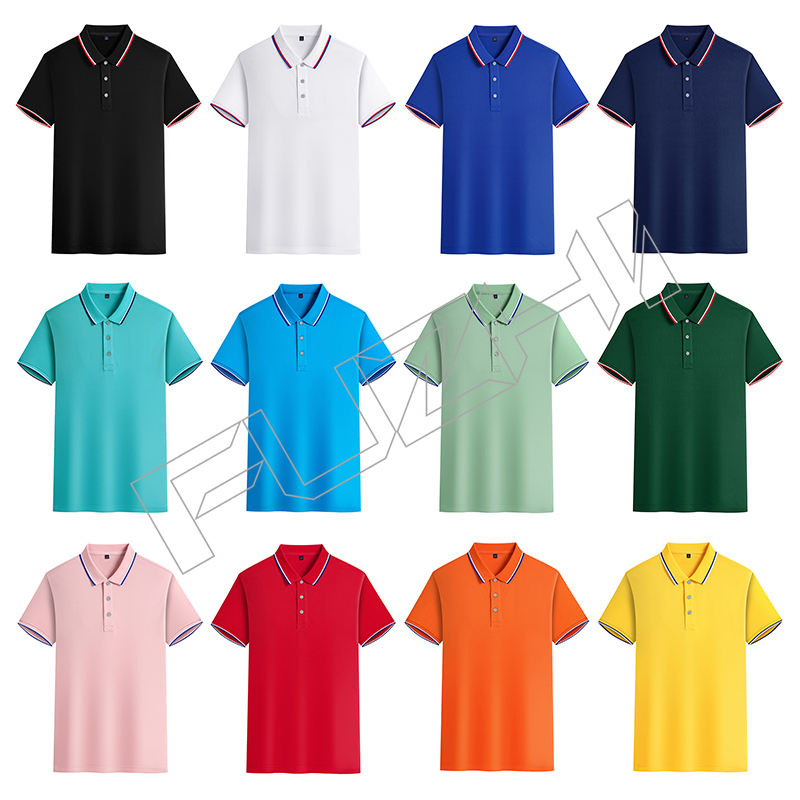 FZPL-1000 Customized unisex summer lapel cuff striped T-shirt polo shirt work clothes