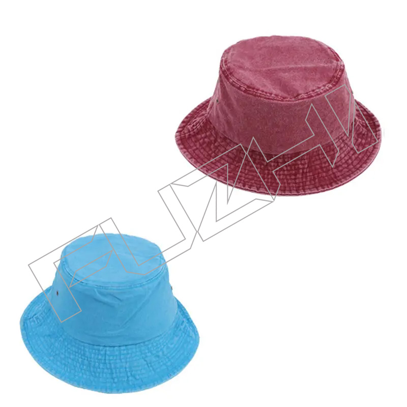 FZFH20250626 Reversible Summer Custom Logo Allover Printed and Embroidered Cotton Beach Wide Brim Bucket Hats For Unisex