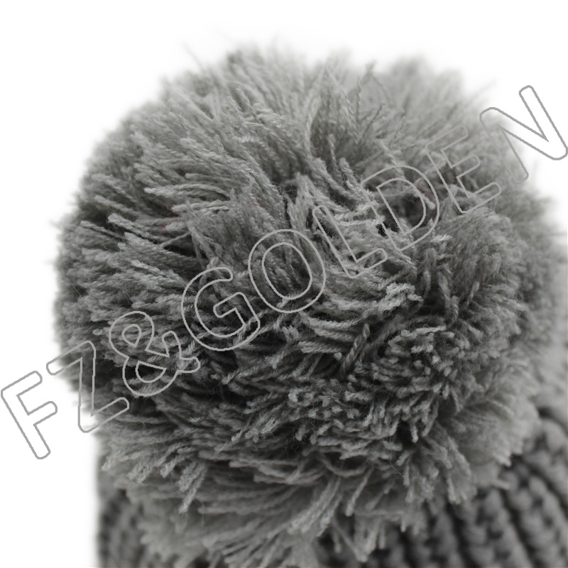 Export Acrylic Beanie - 
 Polyester Knitted Hat With Ball  - FUZHI