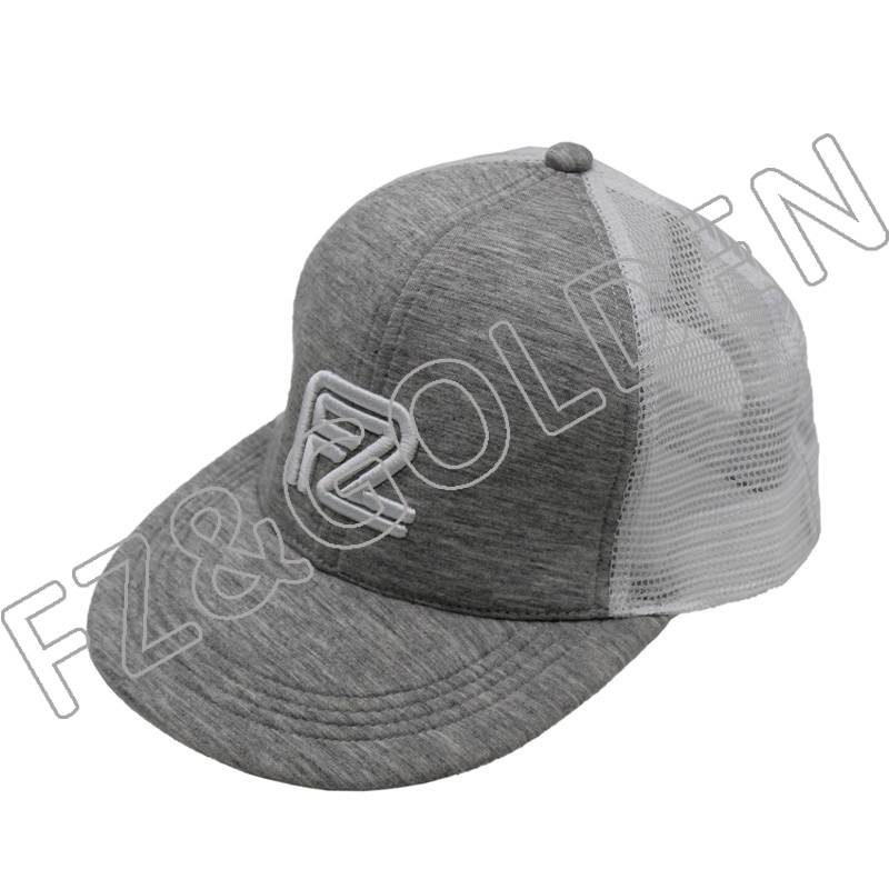 China Bicycle Cap Suppliers - 
 Flat Visor 6 Panel Air Cotton+Mesh Snapback Trucker Cap  - FUZHI
