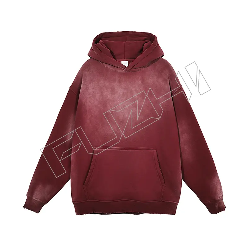 FZWH-1003 Fashion washed hole hoodie and pants hipster hoodie set washed fleece or terry hoodie and pants