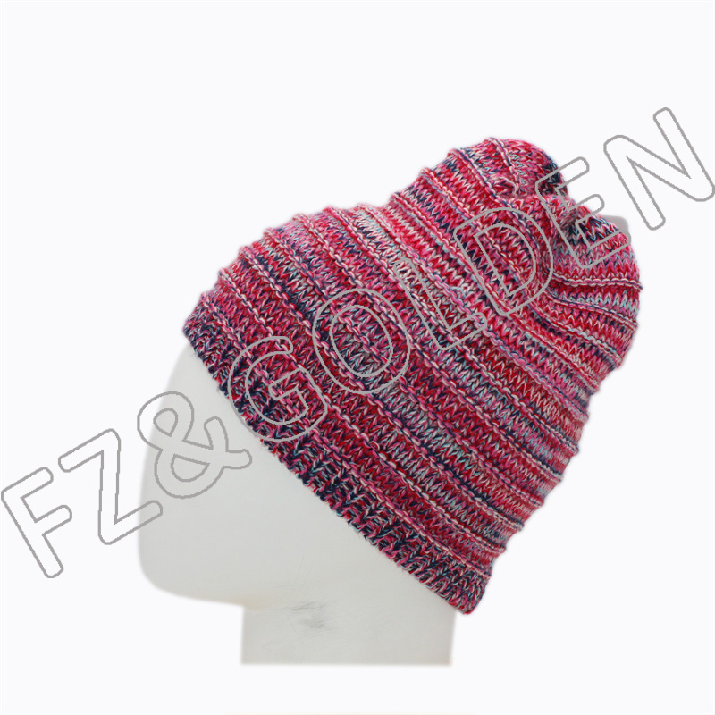 China Beanie Hats Supplier - 
 Winter Warm Knitted Pink Beanie Hat for Women  - FUZHI