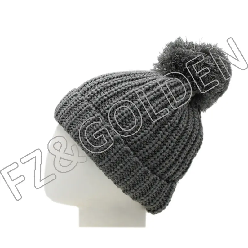 Best-Selling Beanie Hat Manufacturer – 
 Polyester Knitted Hat With Ball  – FUZHI