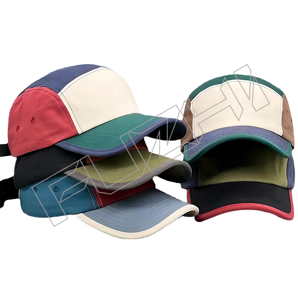 FZBS-5814 Unisex Wholesale 100% Cotton 5 Panel Color Matching Camping Caps with Adjustable Closure