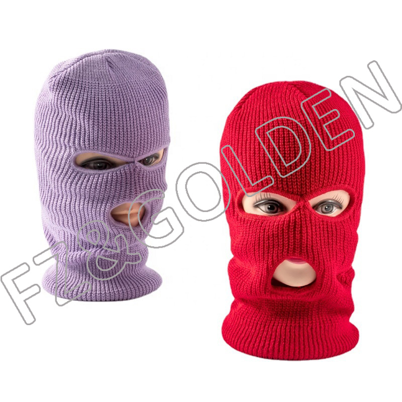 High-Quality Beanie Factory - 
 3 Hole Winter Ski Mask Knitted Balaclava Hat   - FUZHI