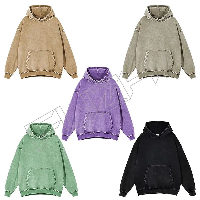 FZWD-6305 Customize fashion brand  high quality unisex color washed  hoodie washed vintage to make old hoodie