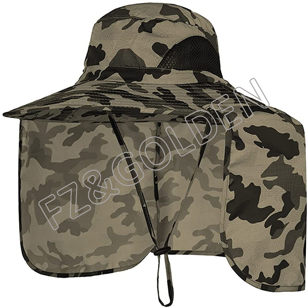 OEM/ODM Snapback Hat Factory - 
 Summer Outdoor Hunting Fishing Custom Logo Bucket Sun Hat with Adjustable Strap  - FUZHI