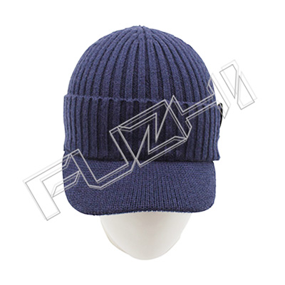 FZWH-0001 Curved Peak Knitted beanie with Customized PU Logo