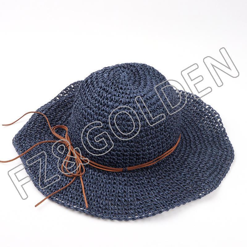 Export Hat Supplier - 
 Women's Sun Wide Brim UPF 50+ Summer Straw Beach Bucket Hat  - FUZHI