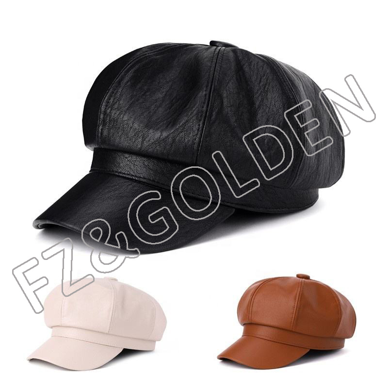 FZBH-2001  Newsboy Plain Cabbie Gatsby Ivy Leather Visor Beret Caps for Women