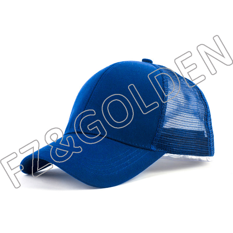 Cheapest Custom Cap Supplier - 
 2021 Short Brim Pony Tail Mesh Back Baseball Cap  - FUZHI