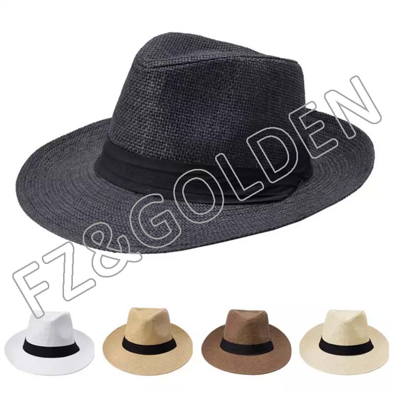 wholesale unisex women's natural summer 100% custom rush grass outdoor wide brim beach sun men straw beach hats