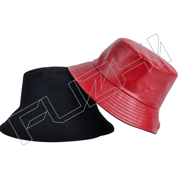 FZFH20250625-8 Hot Sale Casual Outdoor Waterproof Wholesale Bright Color Double Sided Use Short Brim Fisherman PU leather bucket hat