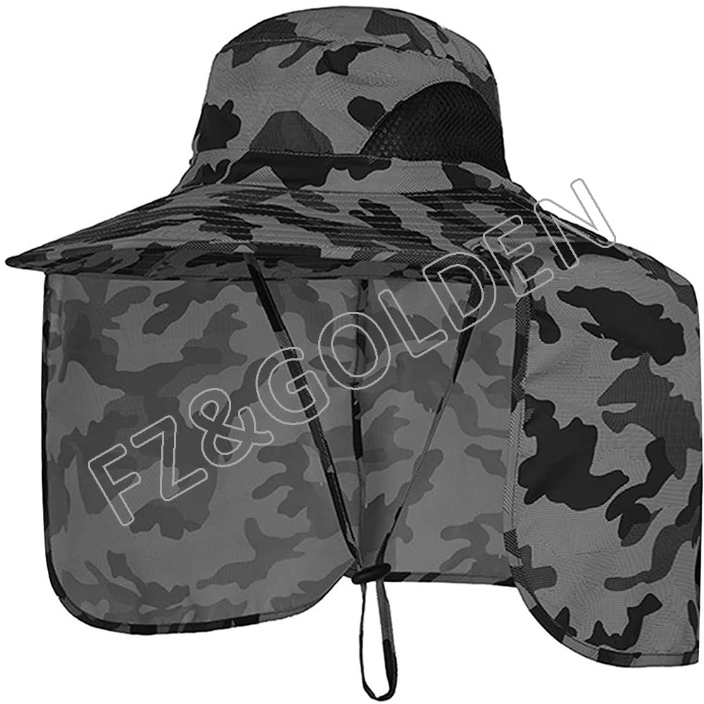 OEM/ODM Snapback Hat Factory - 
 Summer Outdoor Hunting Fishing Custom Logo Bucket Sun Hat with Adjustable Strap  - FUZHI