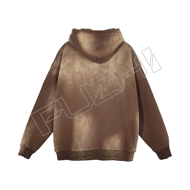 FZWH-1003 Fashion washed hole hoodie and pants hipster hoodie set washed fleece or terry hoodie and pants