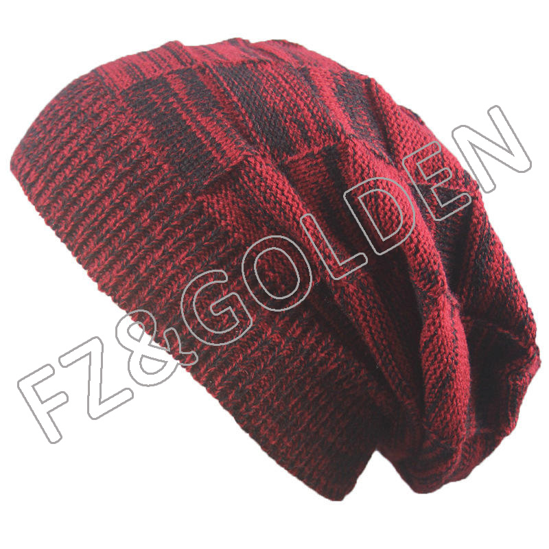 Discount Acrylic Beanie - 
 Wholesale Designer Men Oversize Skull Slouch Beanie Knit Hat   - FUZHI