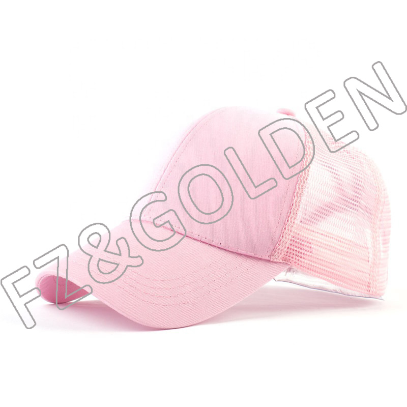 Cheapest Custom Cap Supplier - 
 2021 Short Brim Pony Tail Mesh Back Baseball Cap  - FUZHI