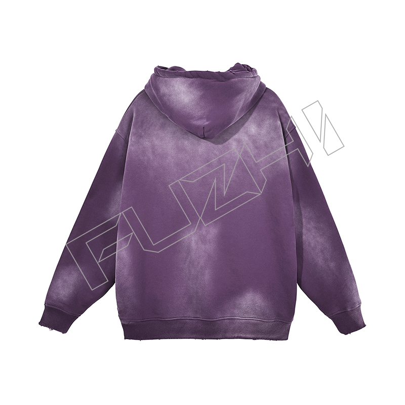 FZWH-1003 Fashion washed hole hoodie and pants hipster hoodie set washed fleece or terry hoodie and pants