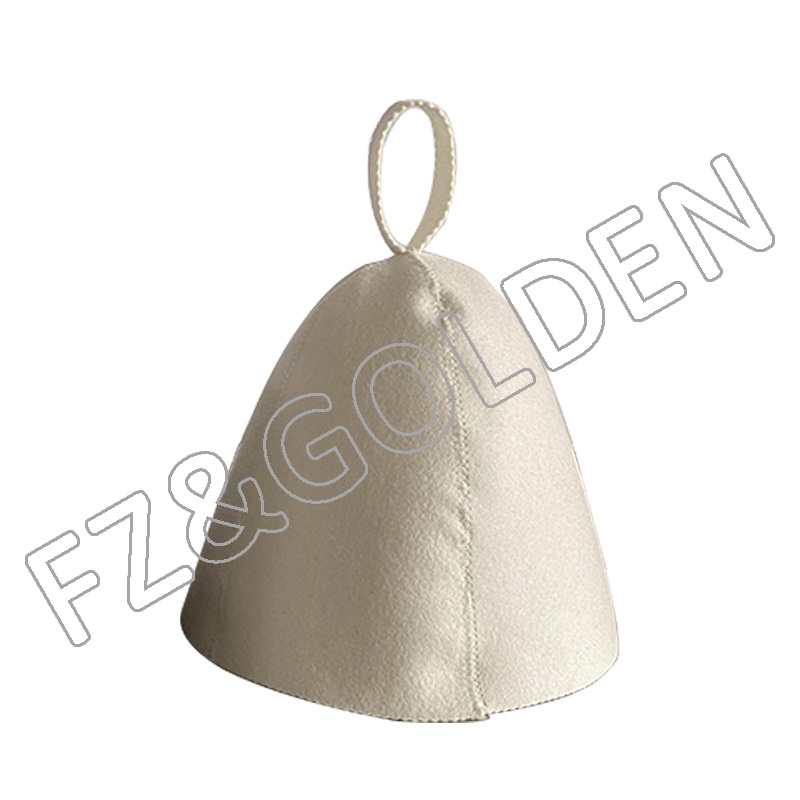 China Beret Hat Supplier - 
 Unisex Russian Banya Hut Helmet Style Hung Loop Head Protection White Women Wool Sauna Hat  - FUZHI