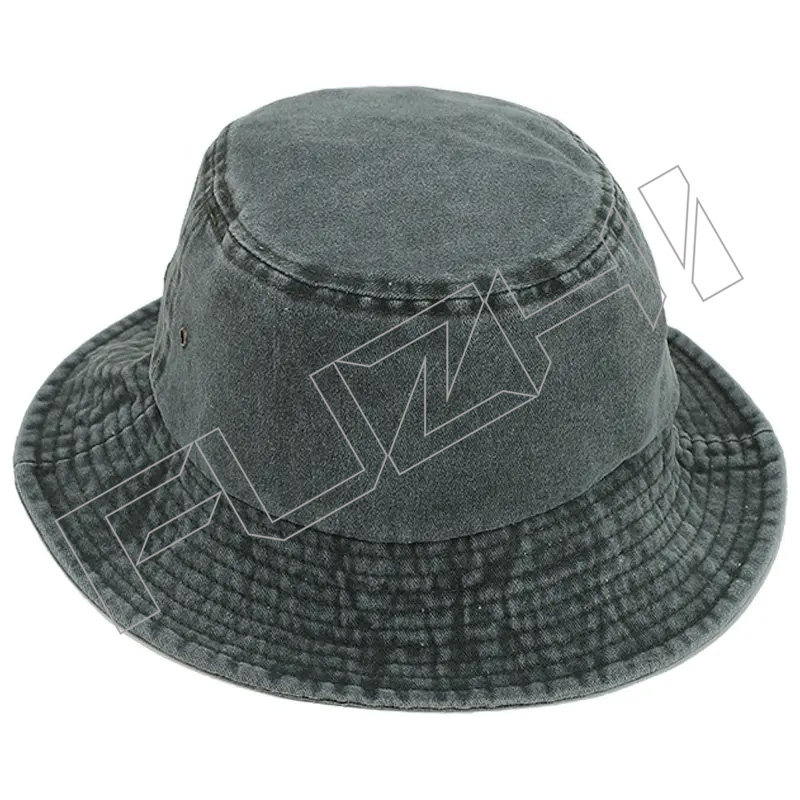 FZFH20250626 Reversible Summer Custom Logo Allover Printed and Embroidered Cotton Beach Wide Brim Bucket Hats For Unisex