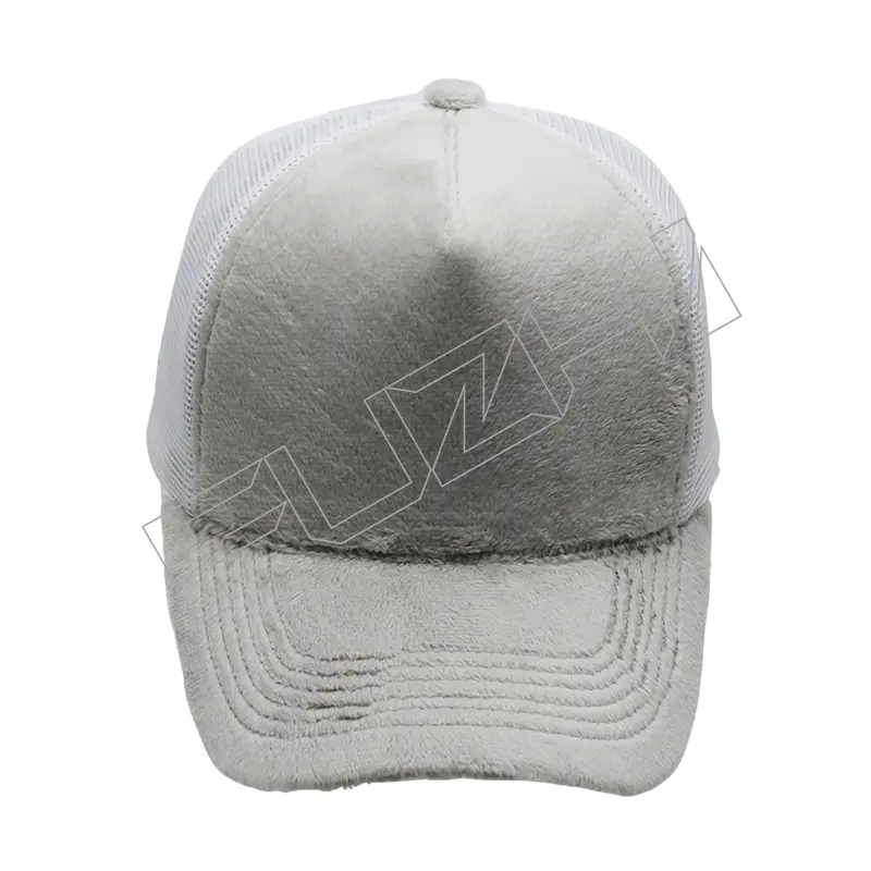 FZBC-5032 New fashion 5 panel velvet mesh trucker cap travel outdoor casual velvet cap