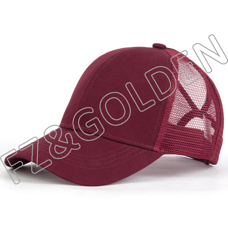 2021 Short Brim Pony Tail Mesh Back Baseball Cap
