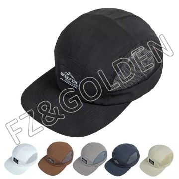 FZBC20250716-5 Wholesale Custom Logo 5 Panel Flat Bill Mesh SnapBack Sports Gorras Luxury Polyest...