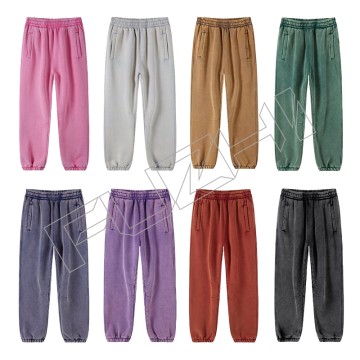FZWP-4263 Customize high quality unisex color washed cotton pants(fleece)