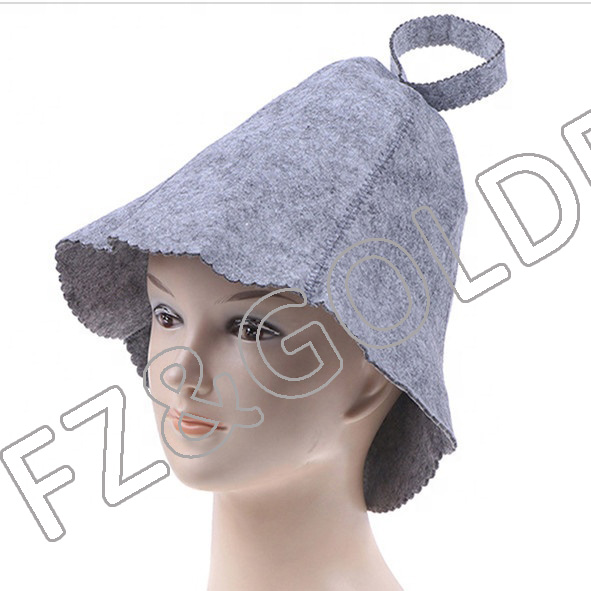 China Beret Hat Supplier -   Unisex Russian Banya Hut Helmet Style Hung Loop Head Protection White Women Wool Sauna Hat  - FUZHI