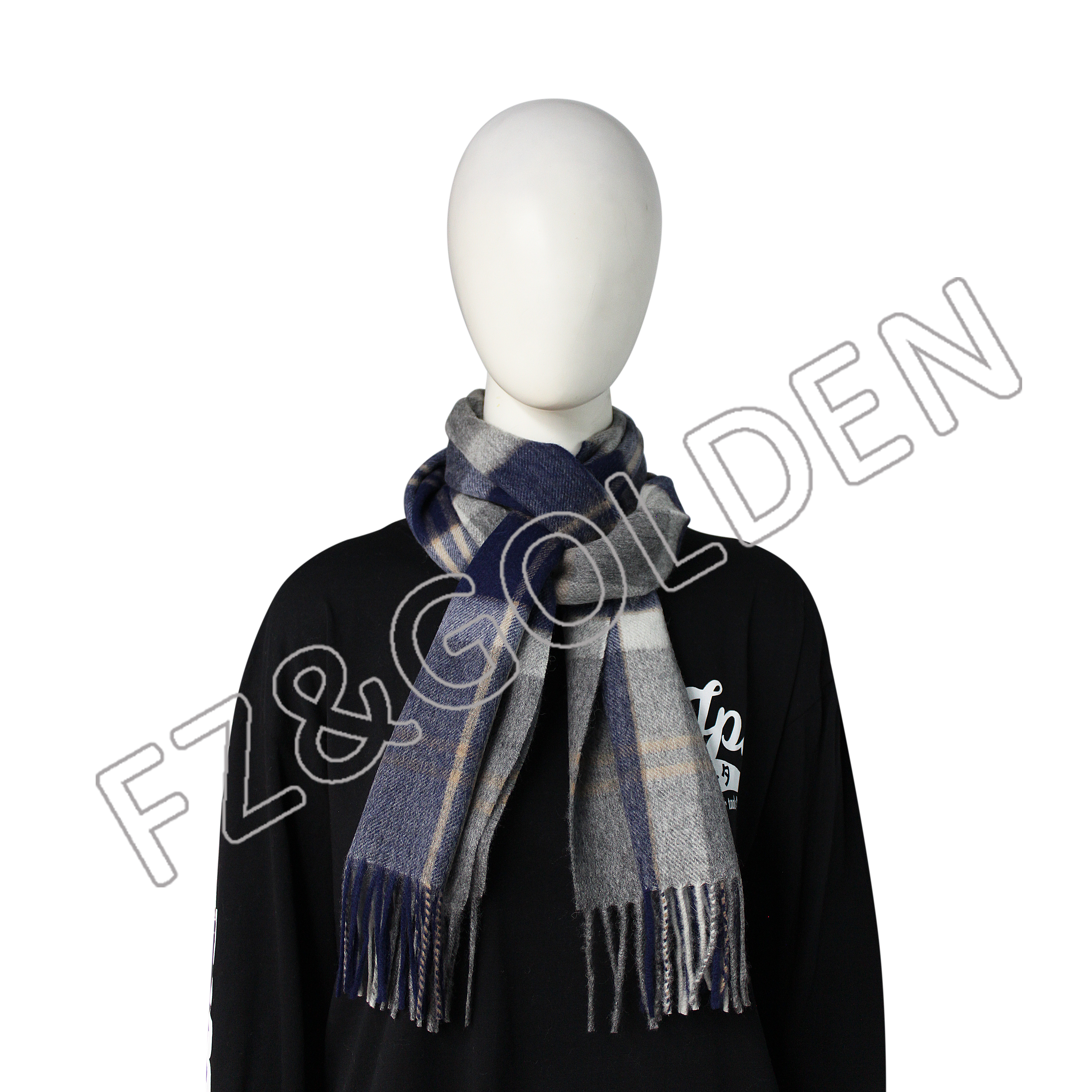 FZSC-3025  Item	Fabric	100% Wool Size	32*180cm Feature	Comfortable and Breathable Fashion Plaid Warm Pashmina Imitation Wool Neck Scarves Fringe Winter Shawl Winter Women Stylish cashmere scarf