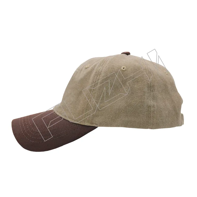 FZBC-6108 Vintage street style baseball cap washed vintage to make old soft top cap two-tone splicing PU leather peak washed vintage cap