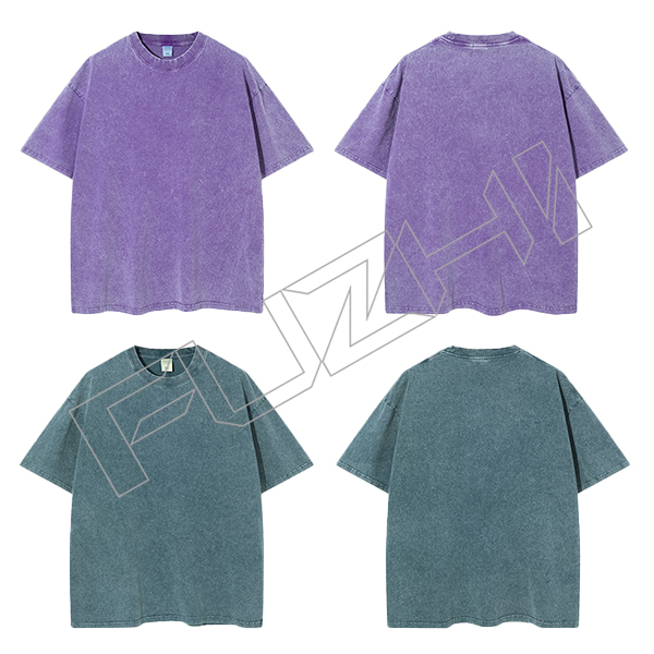 FZWT-1000 Customize high quality color washed 100% cotton T-shirt