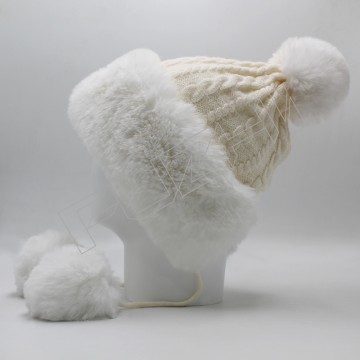 FZBH-1020 Women's winter hairball and fleece knitted hat ...