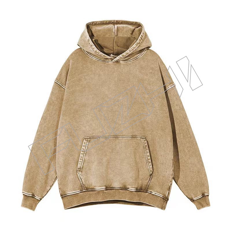 FZWD-6305 Customize fashion brand  high quality unisex color washed  hoodie washed vintage to make old hoodie