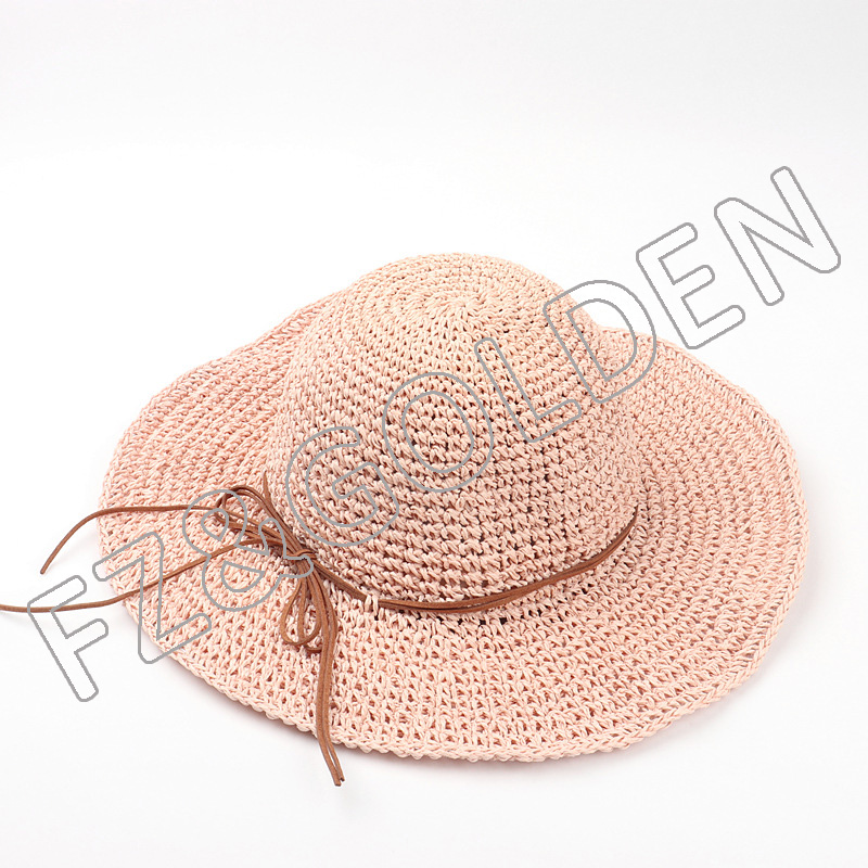 Export Hat Supplier - 
 Women's Sun Wide Brim UPF 50+ Summer Straw Beach Bucket Hat  - FUZHI