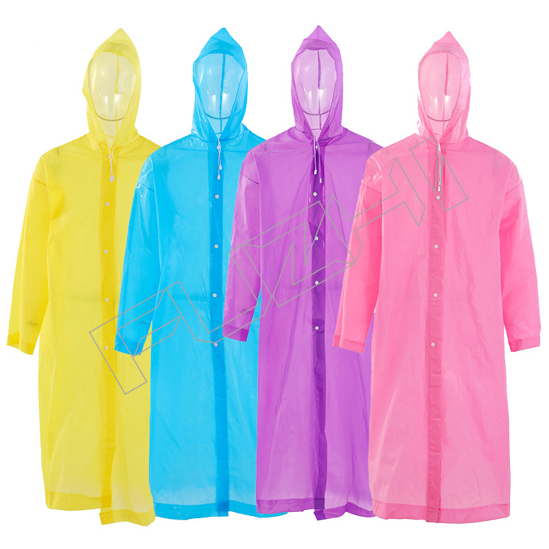 FZRI-1001 Non-disposable EVA raincoat transparent brim pocket outdoor men's and women's thickened matte adult raincoat poncho