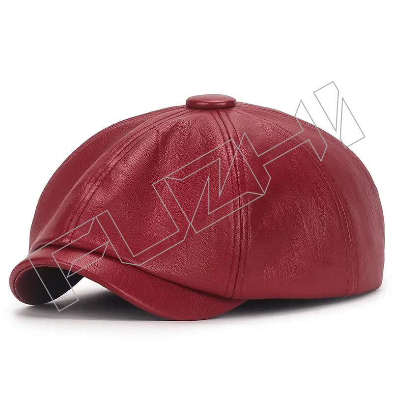 FZBH-20250625-2  Classic French Style Adjustable PU Simil Femme En Cuir Artist Painter leather beret hat for women