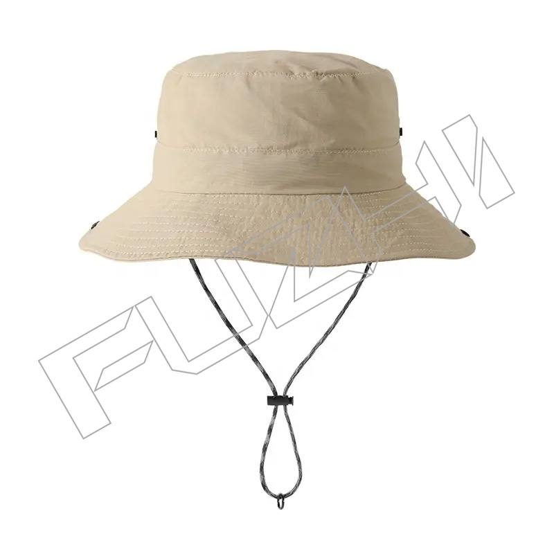 FZFH20250625 OEM ODM Custom Logo Quick Dry Fit Fashion Mens Fisherman Wide Brim Rope Cap bucket hat with string
