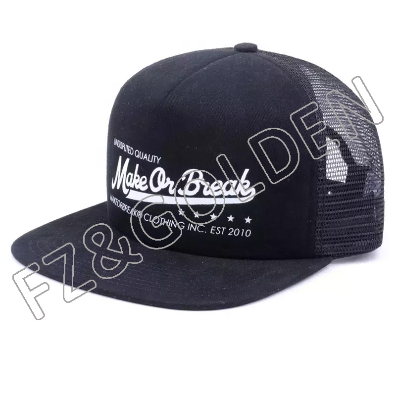 Export 5 Panel Baseball Cap Supplier - 
 low moq flat brim mesh hats snapback caps blank snapback trucker baseball caps hat  - FUZHI