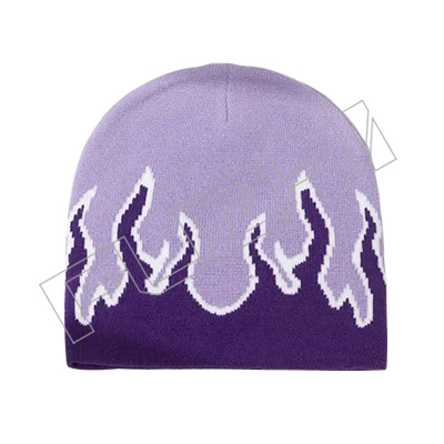 FZBH20250623 OEM acrylic graphic design fashion streetwear winter warm knitted hat full jacquard ...