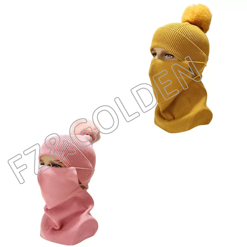 High Quality custom women winter warm hats mask knitted beanie hat 3pcs