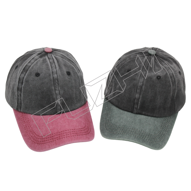FZBC-6107 Korean fashion brand splicing color washed baseball cap washed vintage cap men and wome...