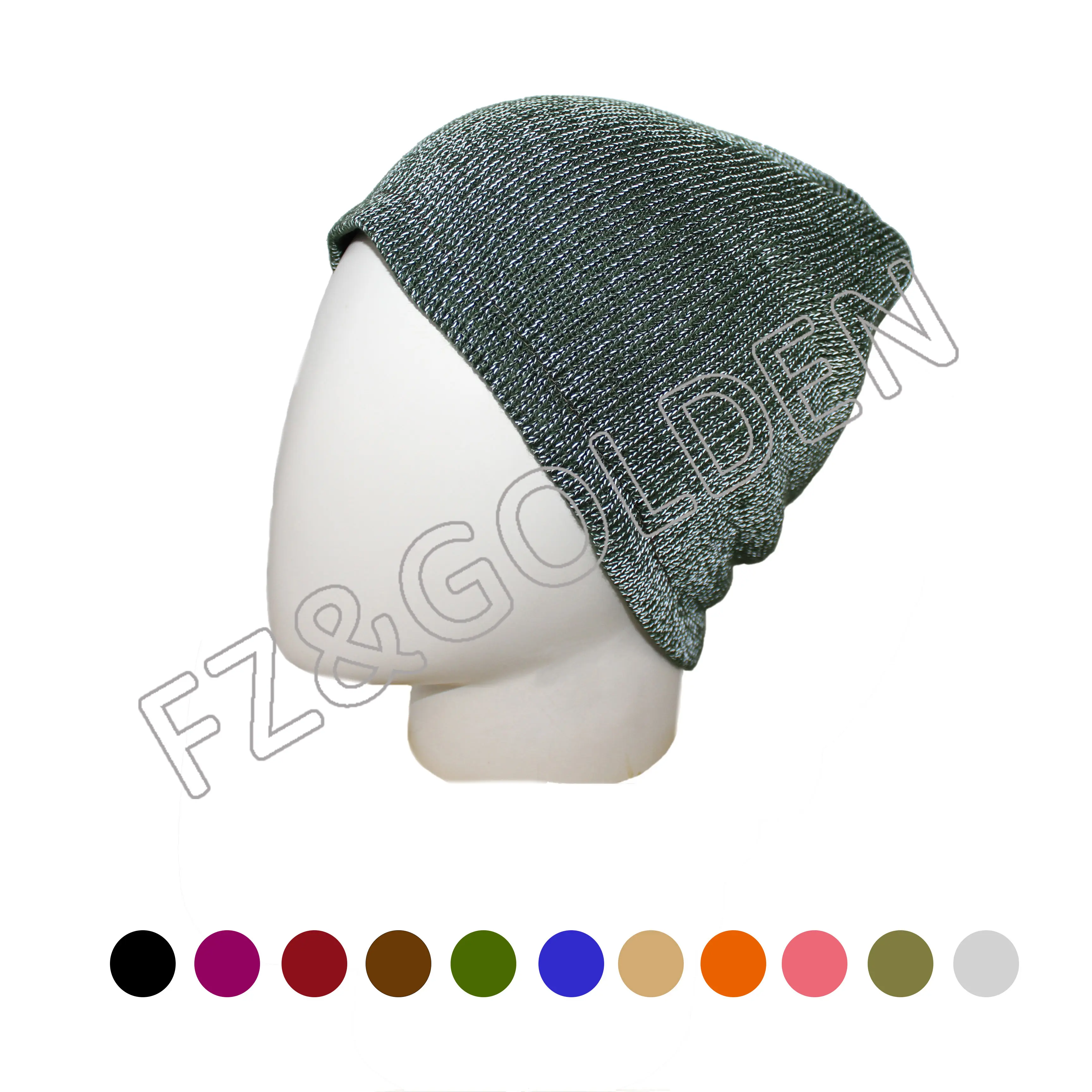 Custom Logo Beanie Manufacturers – 
 Reflective Unisex Acrylic Knitted Beanie  – FUZHI